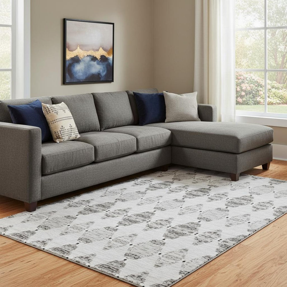 HomeRoots 9' X 12' Taupe & Ivory Moroccan Area Rug - Stain Resistant, UV Protected, Easy Care for Busy Homes 651165