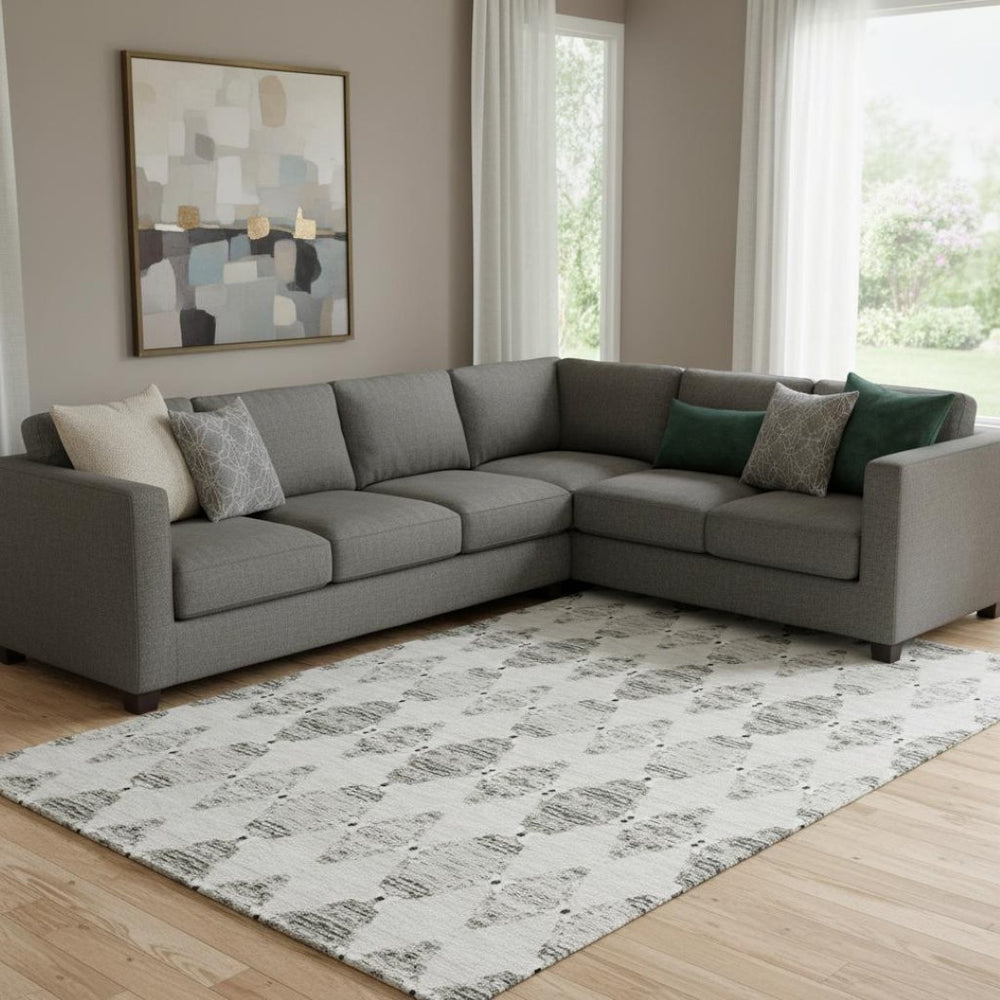 HomeRoots 10' X 14' Stylish Taupe & Ivory Moroccan Area Rug – Washable, UV-Protected, Family-Friendly Comfort 651166