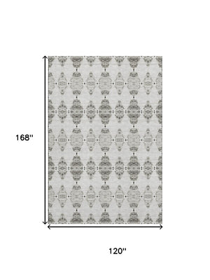 HomeRoots 10' X 14' Stylish Taupe & Ivory Moroccan Area Rug – Washable, UV-Protected, Family-Friendly Comfort 651166