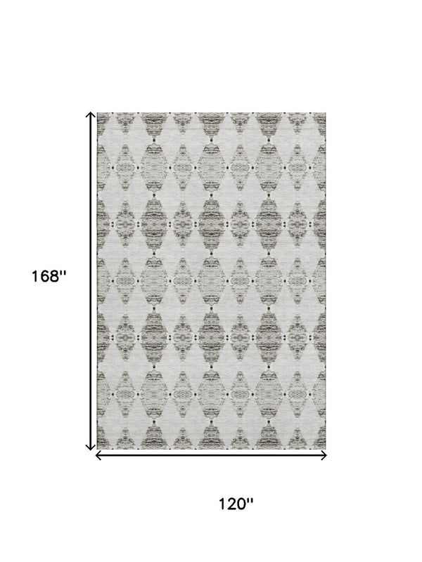 HomeRoots 10' X 14' Stylish Taupe & Ivory Moroccan Area Rug – Washable, UV-Protected, Family-Friendly Comfort 651166