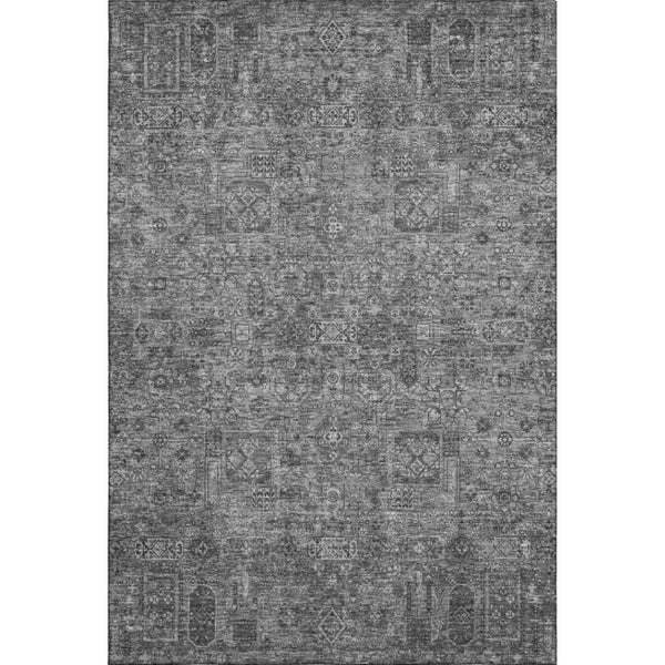 HomeRoots 5' X 8' Charcoal & Silver Floral Washable Area Rug – Elegant, Durable Design with UV & Stain Protection 651168