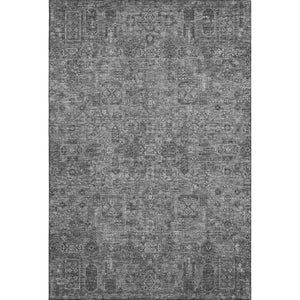 HomeRoots 8' X 10' Charcoal & Silver Floral Washable Area Rug - Stain Resistant, UV Protected, Easy Care Design 651170
