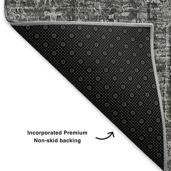 HomeRoots 8' X 10' Charcoal & Silver Floral Washable Area Rug - Stain Resistant, UV Protected, Easy Care Design 651170