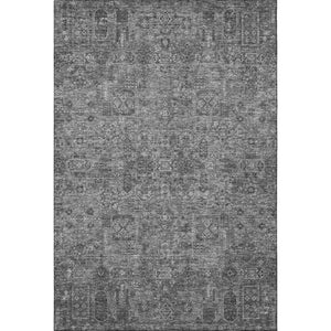 HomeRoots 9' X 12' Charcoal & Silver Floral Washable Area Rug - Durable, UV-Protected, Perfect for Busy Homes! 651171
