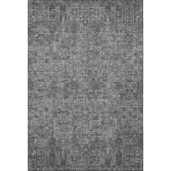 HomeRoots 9' X 12' Charcoal & Silver Floral Washable Area Rug - Durable, UV-Protected, Perfect for Busy Homes! 651171