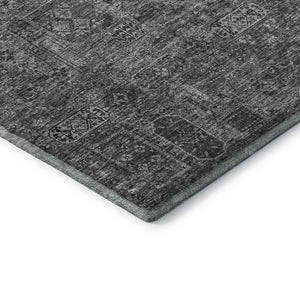 HomeRoots 10' X 14' Charcoal & Silver Floral Area Rug – Washable, UV-Protected, Stain-Resistant Design for Homes 651172
