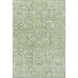 HomeRoots 5' X 8' Green and Ivory Floral Area Rug – Washable, UV-Protected, Durable Design for Busy Homes 651174