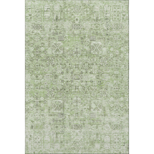 HomeRoots 5' X 8' Green and Ivory Floral Area Rug – Washable, UV-Protected, Durable Design for Busy Homes 651174
