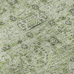 HomeRoots 8' X 10' Elegant Green and Ivory Floral Washable Area Rug with UV Protection for High-Traffic Spaces 651176
