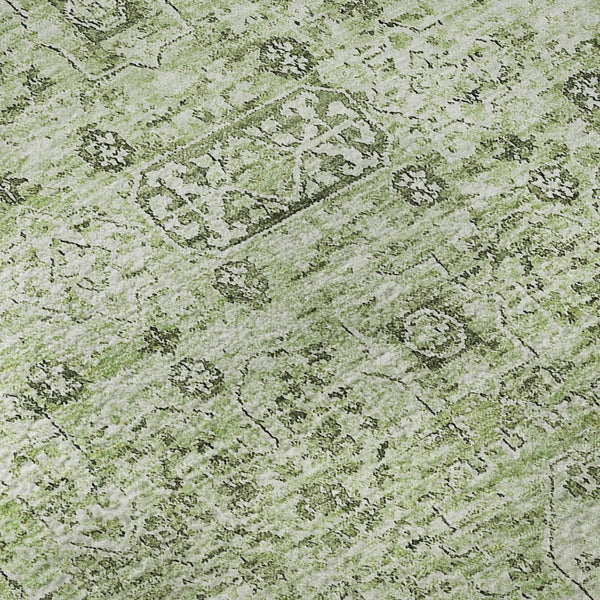 HomeRoots 8' X 10' Elegant Green and Ivory Floral Washable Area Rug with UV Protection for High-Traffic Spaces 651176