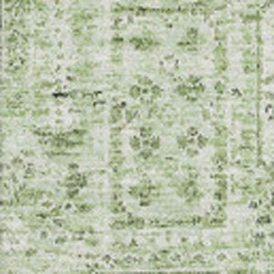 HomeRoots 9' X 12' Green and Ivory Floral Area Rug - Washable, UV-Protected, Durable, Perfect for Any Space! 651177