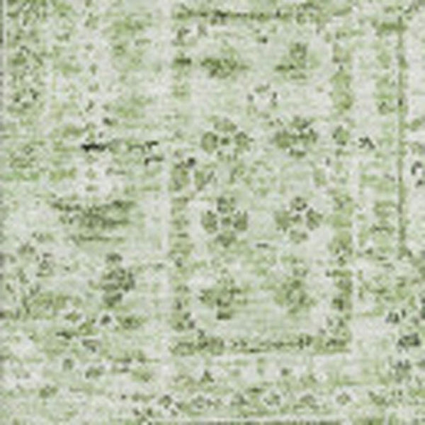 HomeRoots 9' X 12' Green and Ivory Floral Area Rug - Washable, UV-Protected, Durable, Perfect for Any Space! 651177