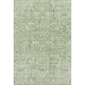 HomeRoots 10' X 14' Green And Ivory Floral Area Rug - Washable, UV Protected, Durable for High-Traffic Spaces 651178