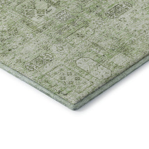 HomeRoots 10' X 14' Green And Ivory Floral Area Rug - Washable, UV Protected, Durable for High-Traffic Spaces 651178