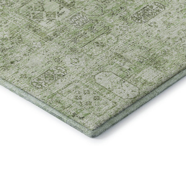 HomeRoots 10' X 14' Green And Ivory Floral Area Rug - Washable, UV Protected, Durable for High-Traffic Spaces 651178