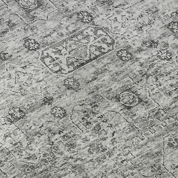 HomeRoots 5' X 8' Gray and Silver Floral Area Rug - Stylish, Washable, UV-Resistant for High-Traffic Areas 651180