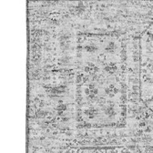 HomeRoots 9' X 12' Gray Floral Area Rug - Stylish, Washable, UV-Protected Design for Homes with Kids & Pets 651183