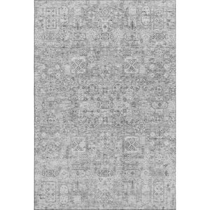 HomeRoots 10' X 14' Gray And Silver Floral Area Rug - Washable, UV-Protected, Stylish for High-Traffic Spaces 651184