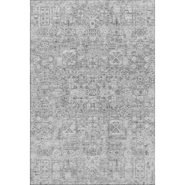HomeRoots 10' X 14' Gray And Silver Floral Area Rug - Washable, UV-Protected, Stylish for High-Traffic Spaces 651184