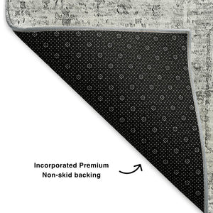 HomeRoots 10' X 14' Gray And Silver Floral Area Rug - Washable, UV-Protected, Stylish for High-Traffic Spaces 651184