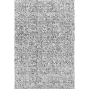HomeRoots 10' X 14' Gray And Silver Floral Area Rug - Washable, UV-Protected, Stylish for High-Traffic Spaces 651184