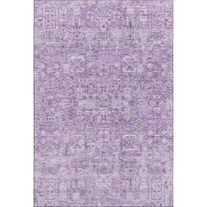 HomeRoots 5' X 8' Lilac & Ivory Floral Washable Area Rug – Durable, Stain-Resistant, UV Protected for Homes 651186