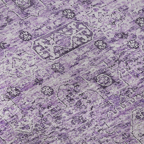 HomeRoots 5' X 8' Lilac & Ivory Floral Washable Area Rug – Durable, Stain-Resistant, UV Protected for Homes 651186