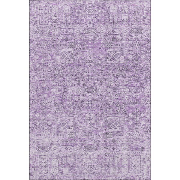 HomeRoots 8' X 10' Lilac Floral Area Rug - Washable, UV Protected, Stain-Resistant for Home & Outdoor Spaces 651188