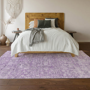 HomeRoots 8' X 10' Lilac Floral Area Rug - Washable, UV Protected, Stain-Resistant for Home & Outdoor Spaces 651188