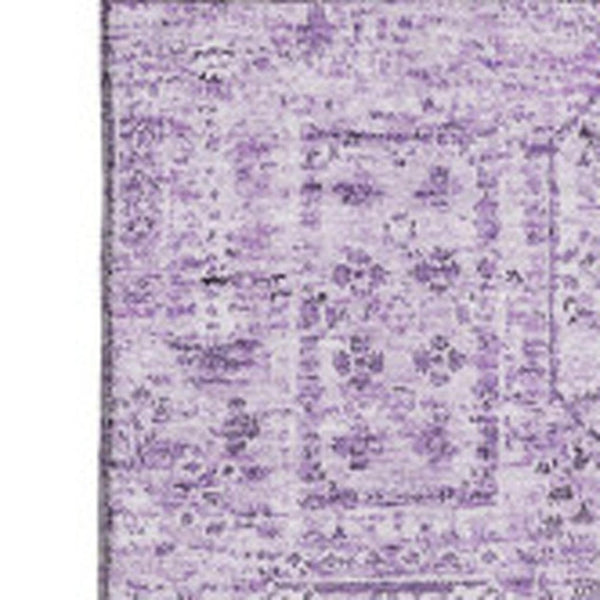 HomeRoots 8' X 10' Lilac Floral Area Rug - Washable, UV Protected, Stain-Resistant for Home & Outdoor Spaces 651188