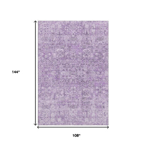 HomeRoots 9' X 12' Lilac Floral Area Rug - Washable, UV-Protected, Stain-Resistant for High-Traffic Homes! 651189