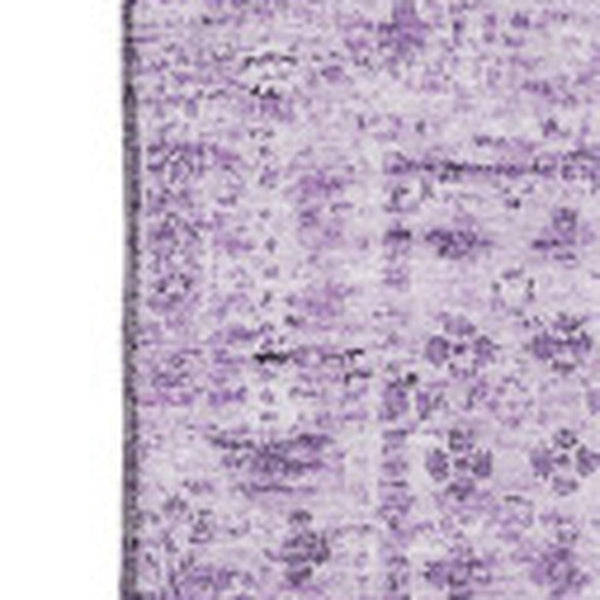HomeRoots 9' X 12' Lilac Floral Area Rug - Washable, UV-Protected, Stain-Resistant for High-Traffic Homes! 651189
