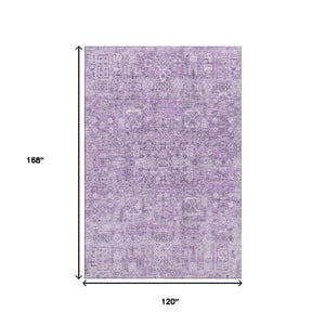 HomeRoots 10' X 14' Lilac and Ivory Floral Area Rug – Stylish, Washable, UV-Protected for Busy Homes & Kids 651190