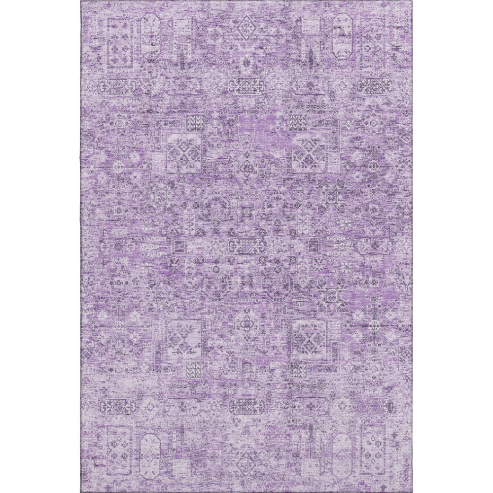 HomeRoots 10' X 14' Lilac and Ivory Floral Area Rug – Stylish, Washable, UV-Protected for Busy Homes & Kids 651190