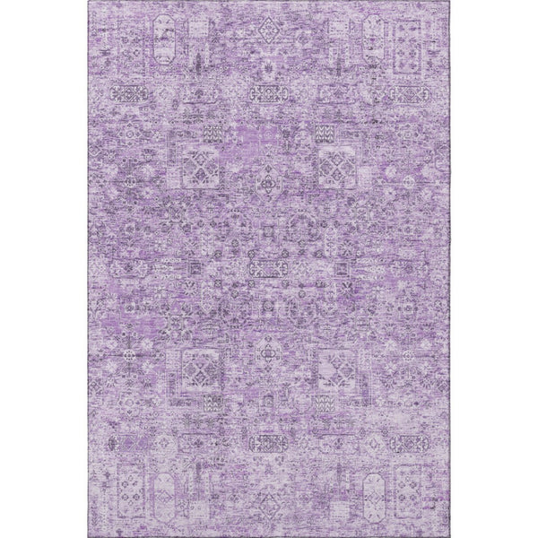 HomeRoots 10' X 14' Lilac and Ivory Floral Area Rug – Stylish, Washable, UV-Protected for Busy Homes & Kids 651190