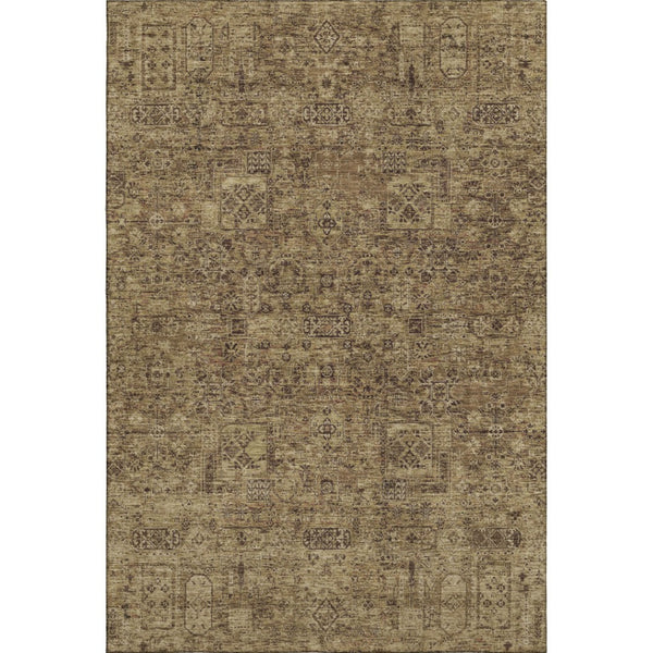 HomeRoots 5' X 8' Coffee and Charcoal Floral Area Rug - Washable, UV-Protected, Stain-Resistant & Durable Design 651192