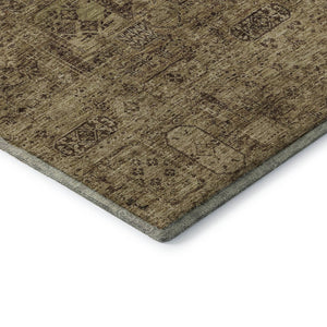 HomeRoots 5' X 8' Coffee and Charcoal Floral Area Rug - Washable, UV-Protected, Stain-Resistant & Durable Design 651192
