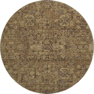 HomeRoots 8' Coffee and Charcoal Floral Round Rug – Washable, UV-Protected, Durable, Stain-Resistant Design 651193