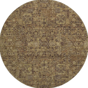 HomeRoots 8' Coffee and Charcoal Floral Round Rug – Washable, UV-Protected, Durable, Stain-Resistant Design 651193