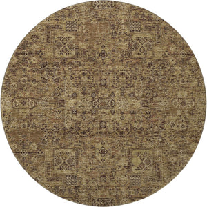 HomeRoots 8' Coffee and Charcoal Floral Round Rug – Washable, UV-Protected, Durable, Stain-Resistant Design 651193