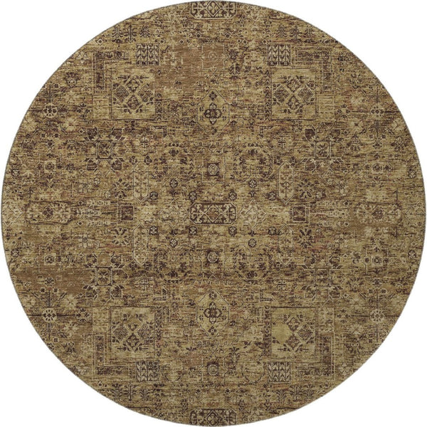 HomeRoots 8' Coffee and Charcoal Floral Round Rug – Washable, UV-Protected, Durable, Stain-Resistant Design 651193