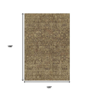 HomeRoots 10' X 14' Coffee & Charcoal Floral Area Rug – Washable, UV-Protected, Stain-Resistant Design for Homes 651196