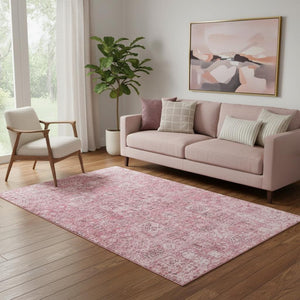 HomeRoots 5' X 8' Pink Floral Area Rug - Washable, UV Protected, Durable & Pet-Friendly for Stylish Spaces 651198