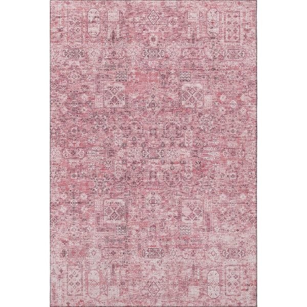HomeRoots 5' X 8' Pink Floral Area Rug - Washable, UV Protected, Durable & Pet-Friendly for Stylish Spaces 651198