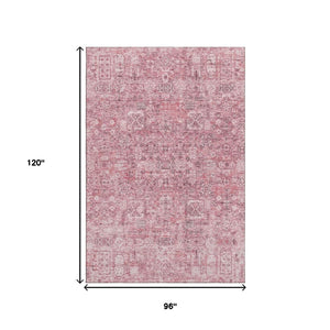 HomeRoots 8' X 10' Pink Floral Area Rug - Washable, UV Protected, Stain Resistant for Living Rooms & Nurseries 651200