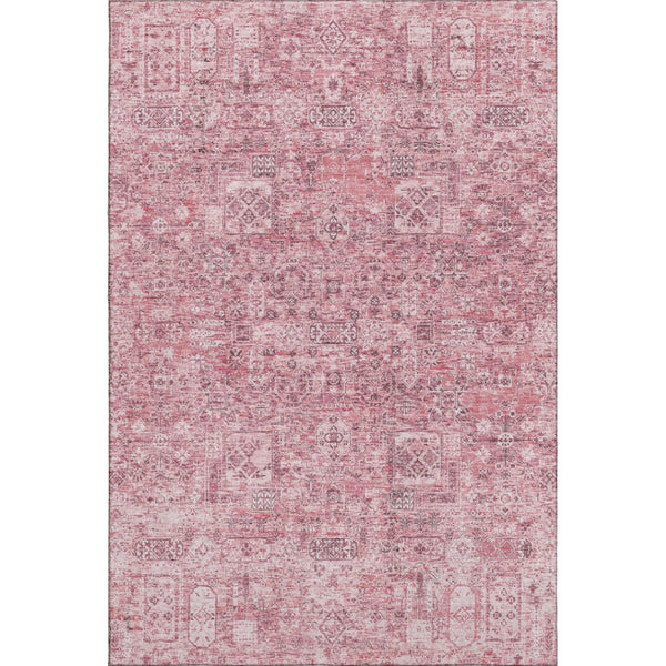 HomeRoots 10' Pink and Ivory Floral Washable Area Rug - UV Protected, Stain Resistant, Perfect for Homes! 651202