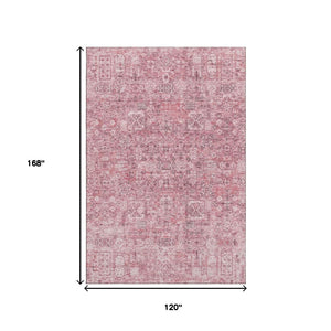 HomeRoots 10' Pink and Ivory Floral Washable Area Rug - UV Protected, Stain Resistant, Perfect for Homes! 651202