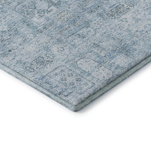 HomeRoots 8' X 10' Sky Blue Floral Area Rug - Washable, UV Protected, Stain Resistant for Modern Homes 651206