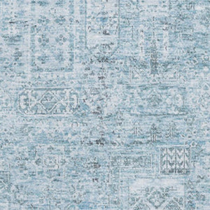 HomeRoots 8' X 10' Sky Blue Floral Area Rug - Washable, UV Protected, Stain Resistant for Modern Homes 651206