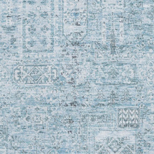 HomeRoots 8' X 10' Sky Blue Floral Area Rug - Washable, UV Protected, Stain Resistant for Modern Homes 651206